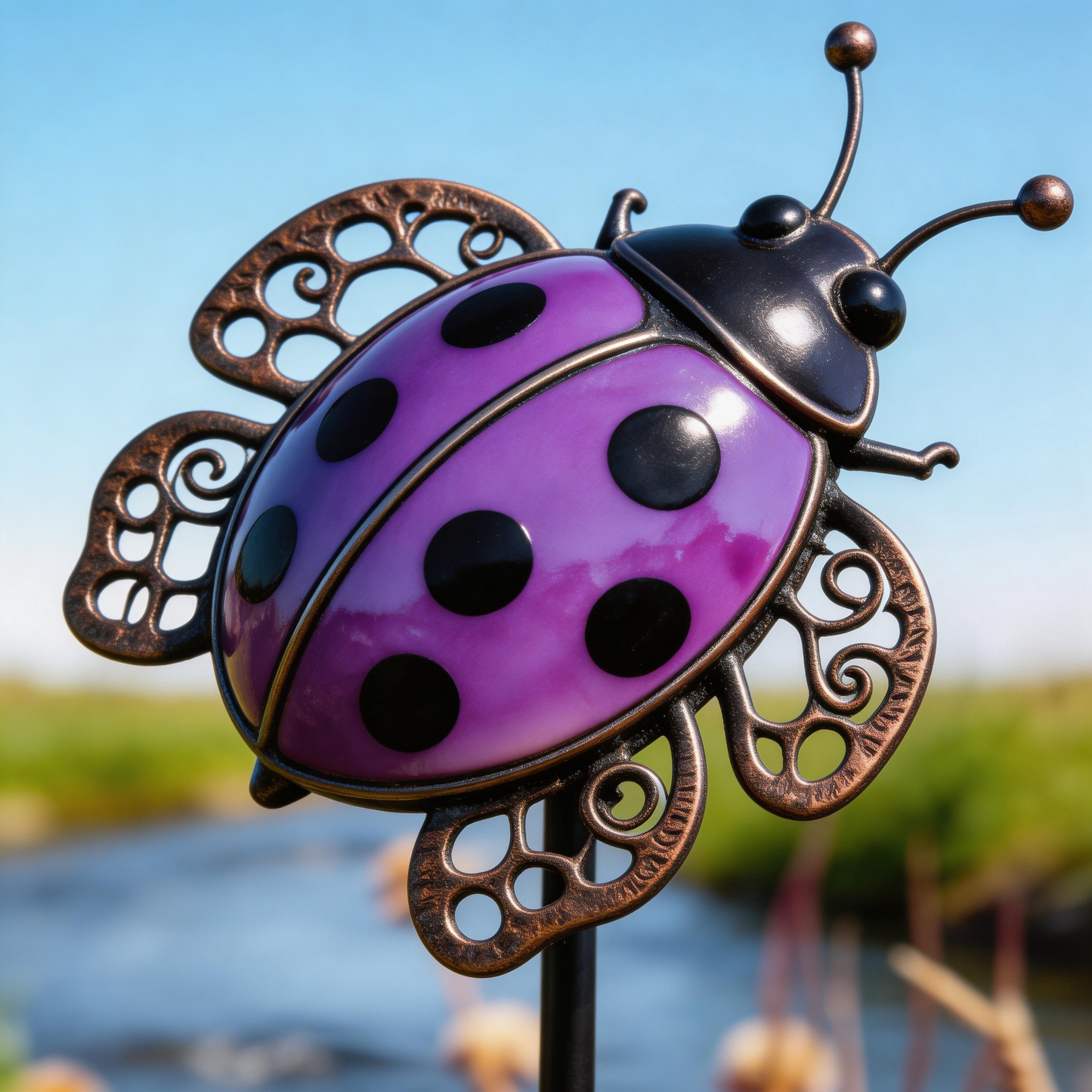 🐞【Multi-Functional Garden Ladybug Metal Stake】 Outdoor & Indoor Lawn, Balcony, FlowerBed - Perfect Gift for Garden Lovers - Handcrafted Ladybug Accent
