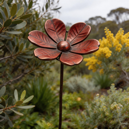 🌸Garden Decor Metal Flower Stake – Outdoor & Indoor Lawn, Balcony, Flower Bed – Perfect Gift for Garden Lovers – Handcrafted Red Flower Accent