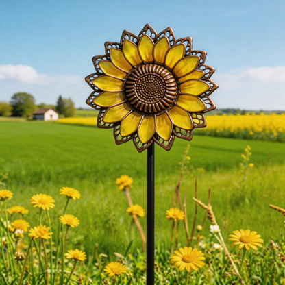 🌻【Multi-Functional Garden Sunflower Metal Stake】Outdoor & Indoor Lawn, Balcony, FlowerBed - Perfect Gift for Garden Lovers - Handcrafted Flower Accent