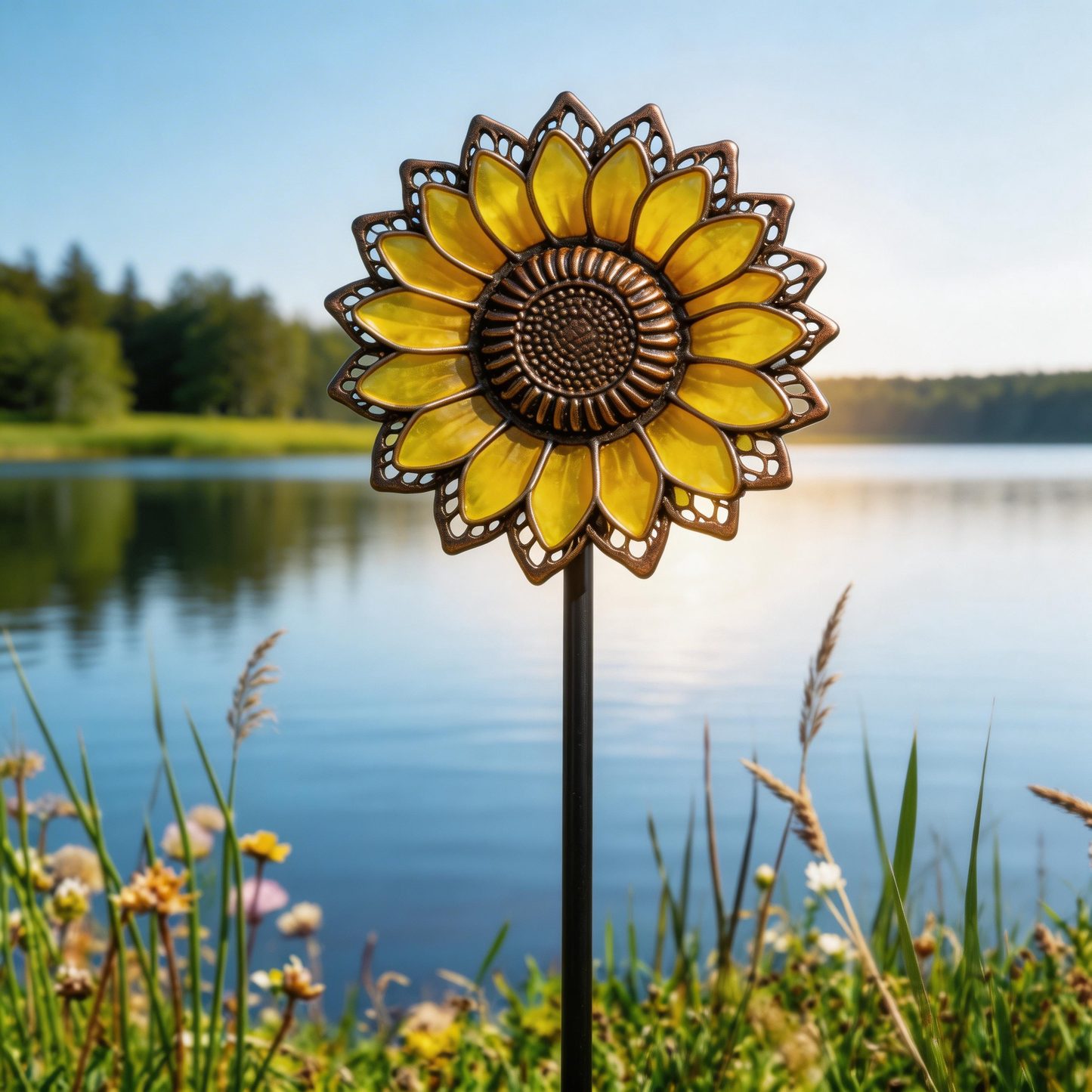 🌻【Multi-Functional Garden Sunflower Metal Stake】Outdoor & Indoor Lawn, Balcony, FlowerBed - Perfect Gift for Garden Lovers - Handcrafted Flower Accent