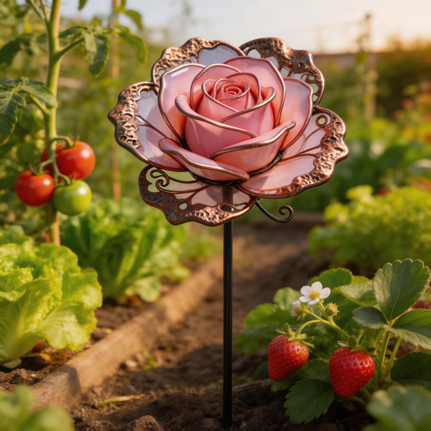 🌹【Multi-Functional Garden Rose Metal Stake】Outdoor & Indoor Lawn, Balcony, FlowerBed - Perfect Gift for Garden Lovers - Handcrafted Flower Accent