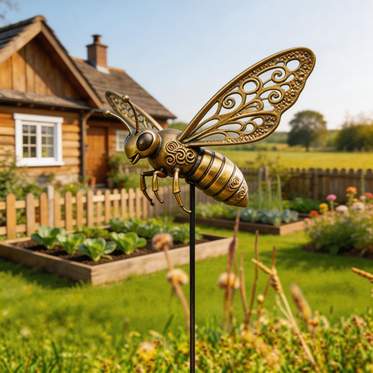 🐝【Multi-Functional Garden Bee Metal Stake】Outdoor & Indoor Lawn, Balcony, Flower Bed – Perfect Gift for Garden Lovers – Handcrafted Bee Accent ✅