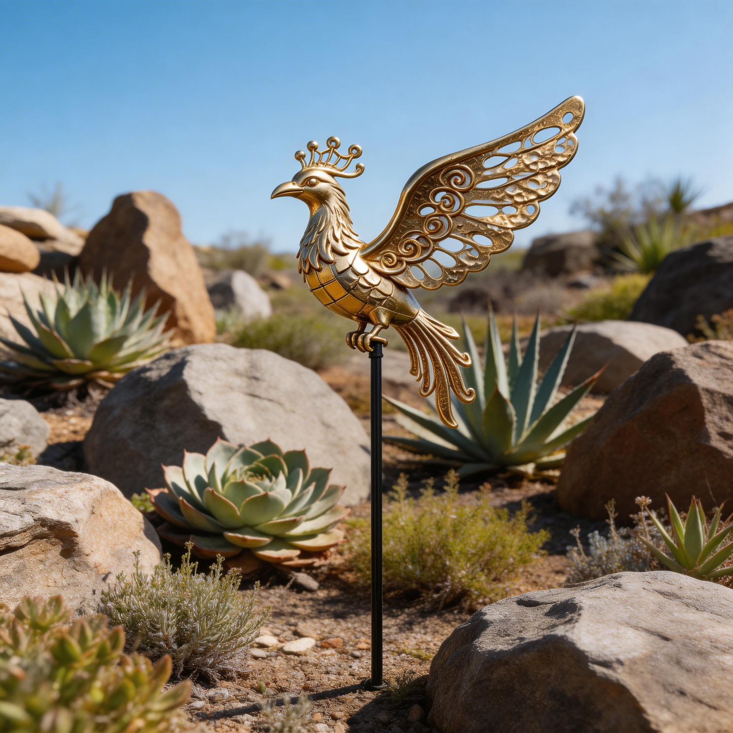 🐦‍🔥【Multi-Functional Garden Phoenix Metal Stake】 Outdoor & Indoor Lawn, Balcony, FlowerBed - Perfect Gift for Garden Lovers - Handcrafted Phoenix Accent