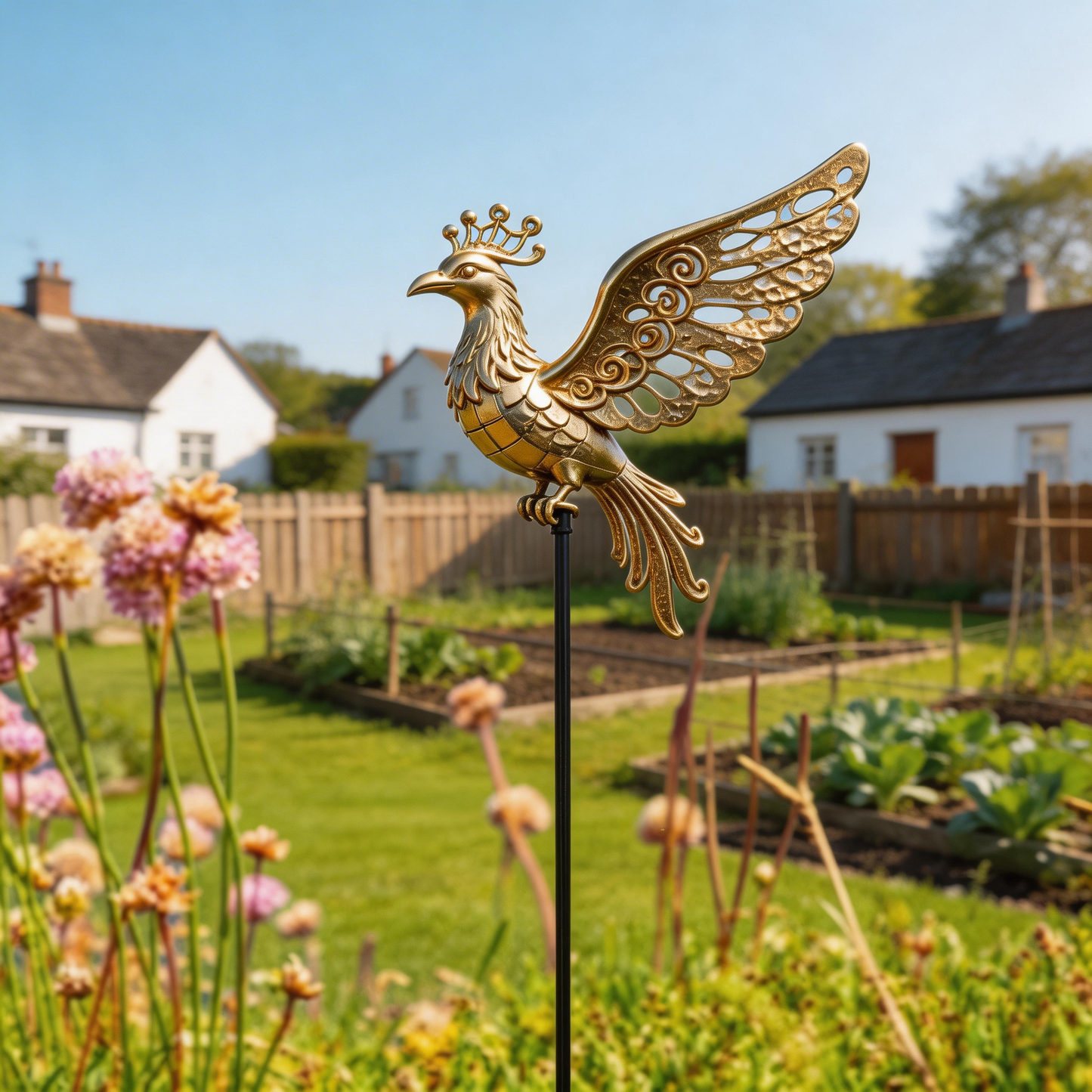 🐦‍🔥【Multi-Functional Garden Phoenix Metal Stake】 Outdoor & Indoor Lawn, Balcony, FlowerBed - Perfect Gift for Garden Lovers - Handcrafted Phoenix Accent