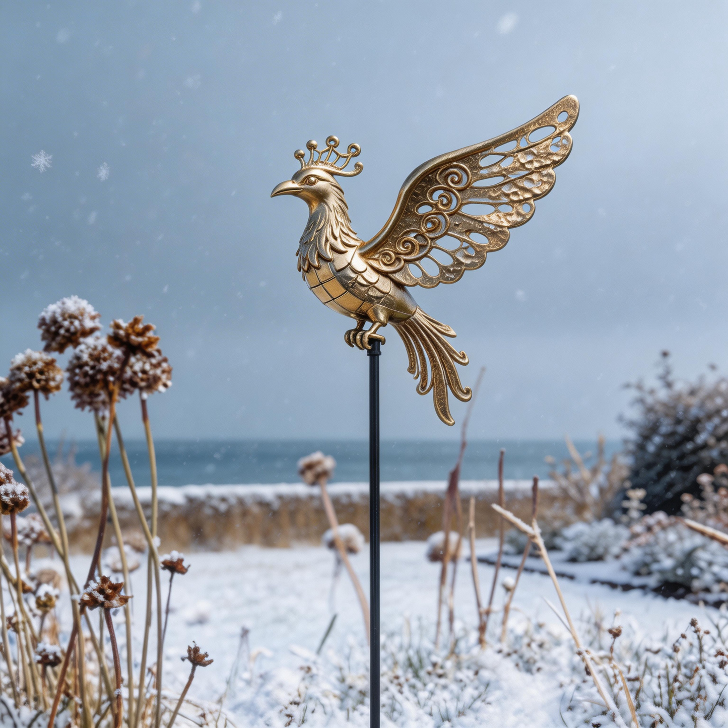 🐦‍🔥【Multi-Functional Garden Phoenix Metal Stake】 Outdoor & Indoor Lawn, Balcony, FlowerBed - Perfect Gift for Garden Lovers - Handcrafted Phoenix Accent