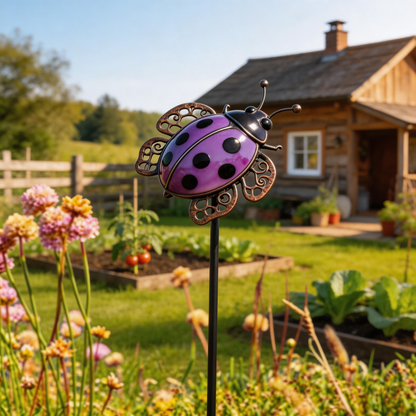 🐞【Multi-Functional Garden Ladybug Metal Stake】 Outdoor & Indoor Lawn, Balcony, FlowerBed - Perfect Gift for Garden Lovers - Handcrafted Ladybug Accent