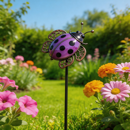 🐞【Multi-Functional Garden Ladybug Metal Stake】 Outdoor & Indoor Lawn, Balcony, FlowerBed - Perfect Gift for Garden Lovers - Handcrafted Ladybug Accent