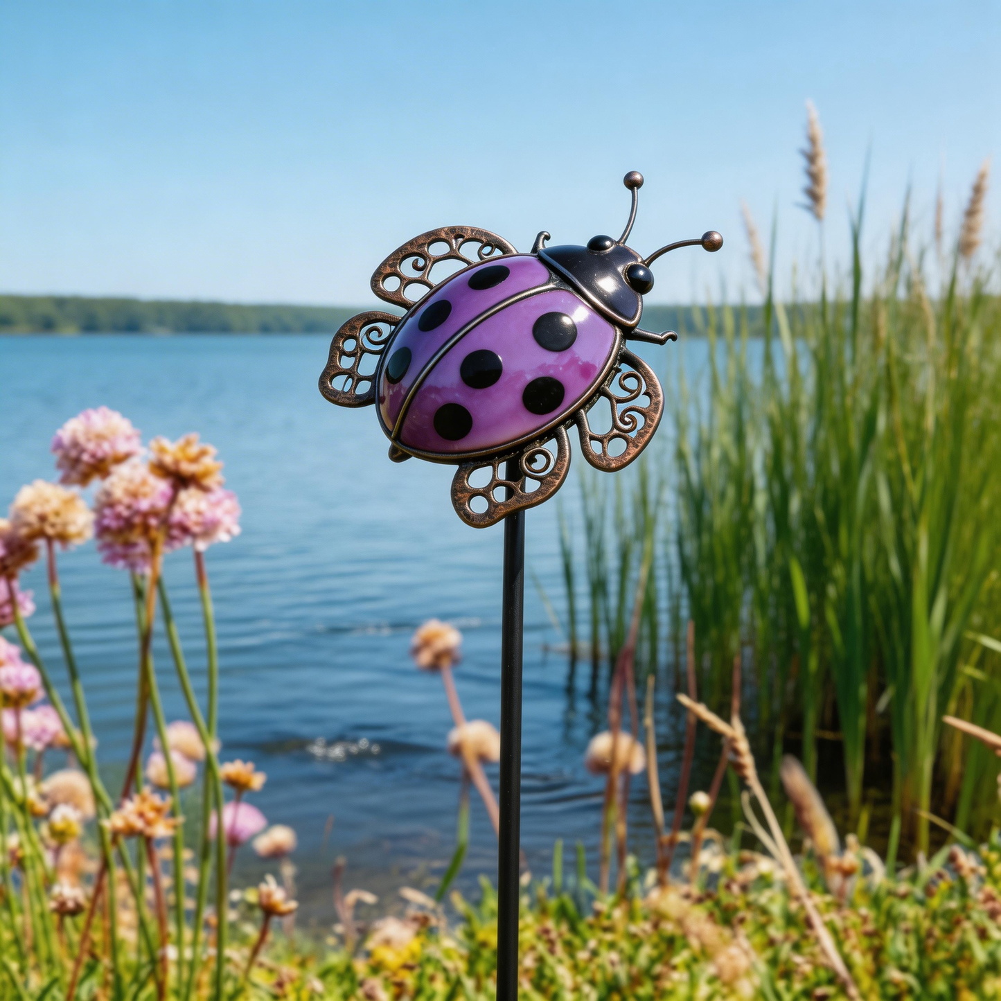 🐞【Multi-Functional Garden Ladybug Metal Stake】 Outdoor & Indoor Lawn, Balcony, FlowerBed - Perfect Gift for Garden Lovers - Handcrafted Ladybug Accent